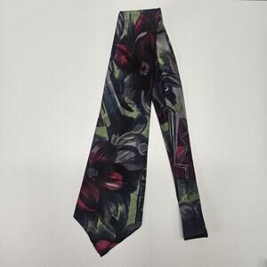 Vintage 80s Hand Made Mercedes High Fashion Satin Tie Geometric Pattern Designer